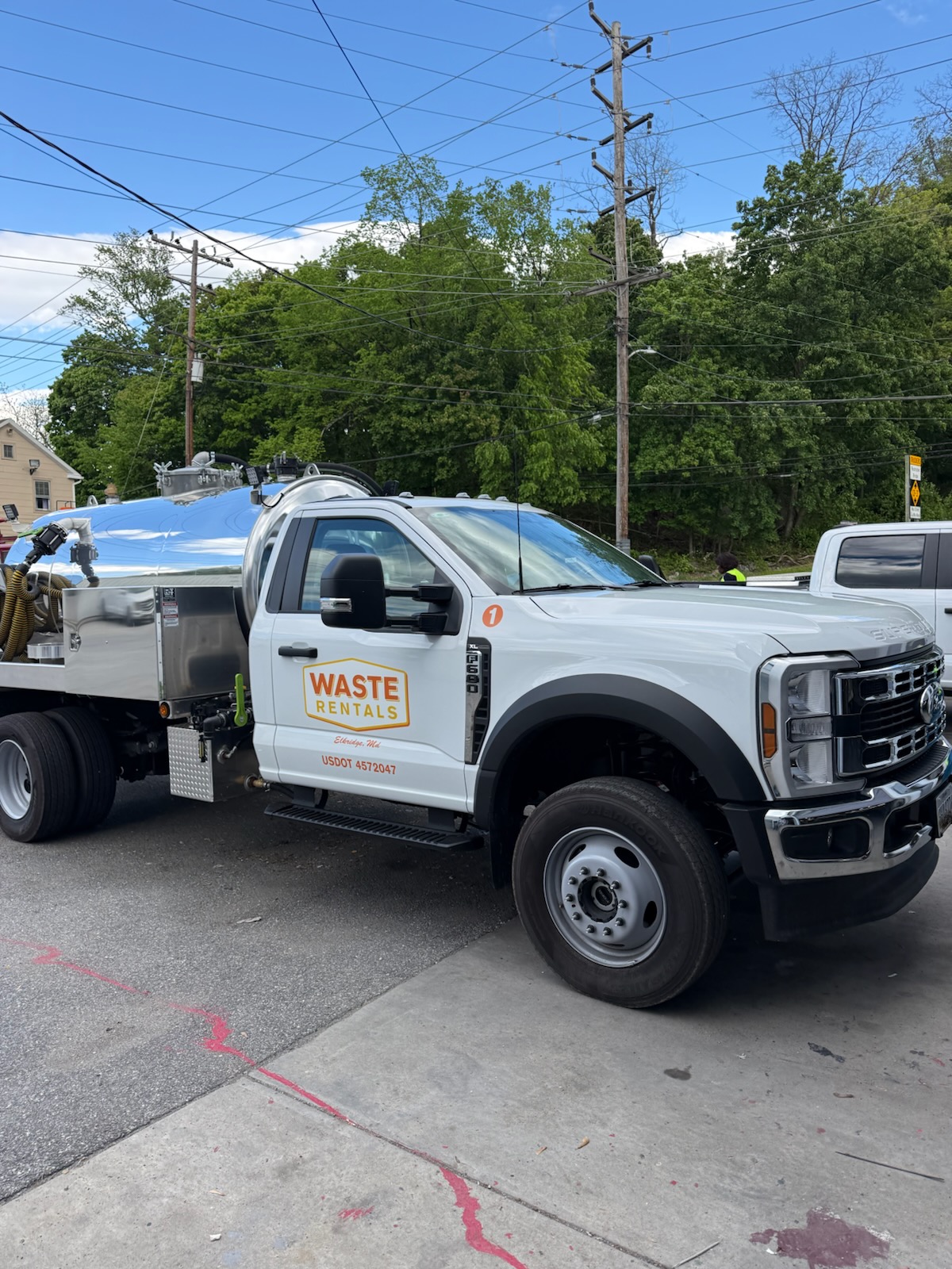 Waste Rentals portable sanitation service truck in Elkridge, Maryland